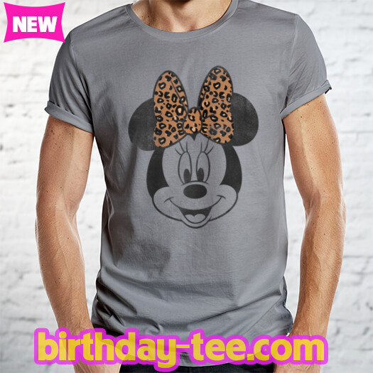 Disney Mickey And Friends Minnie Mouse Leopard Bow Portrait Raglan Baseball Tee