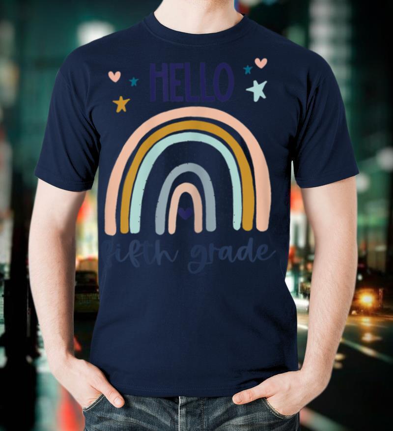 Hello Fifth Grade Retro Rainbow Cute for Teacher Girls T-Shirt