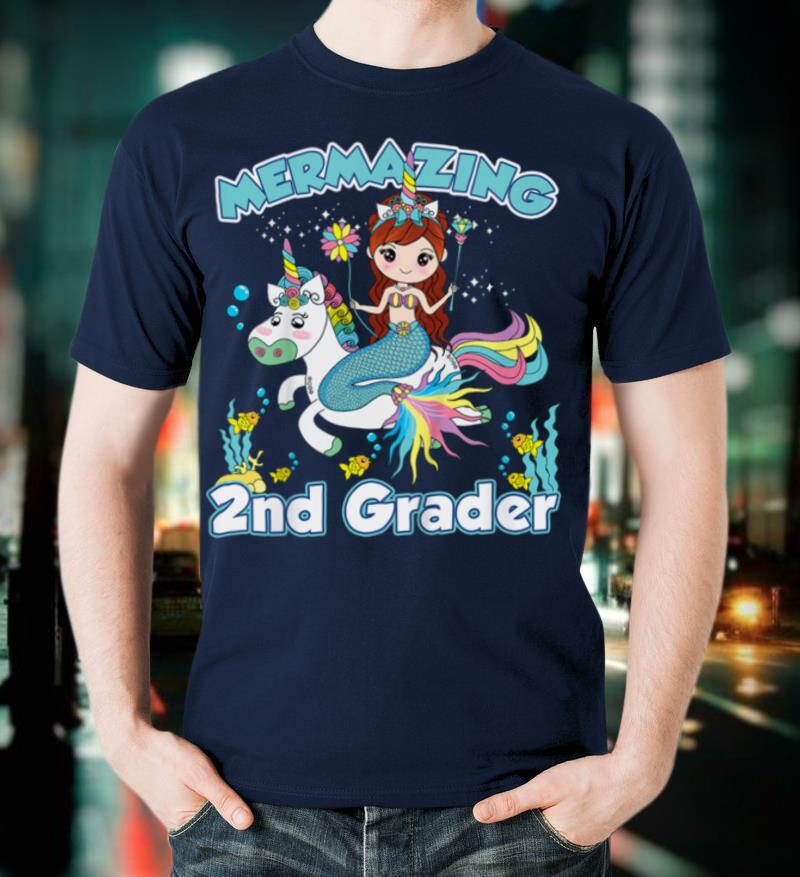 Kids Back To School 2nd Second Grade Shirts Girls Mermaid Unicorn T-Shirt