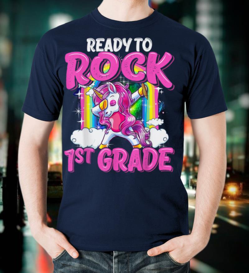 Ready To Rock 1st Grade Dabbing Unicorn Back To School Girls T Shirt