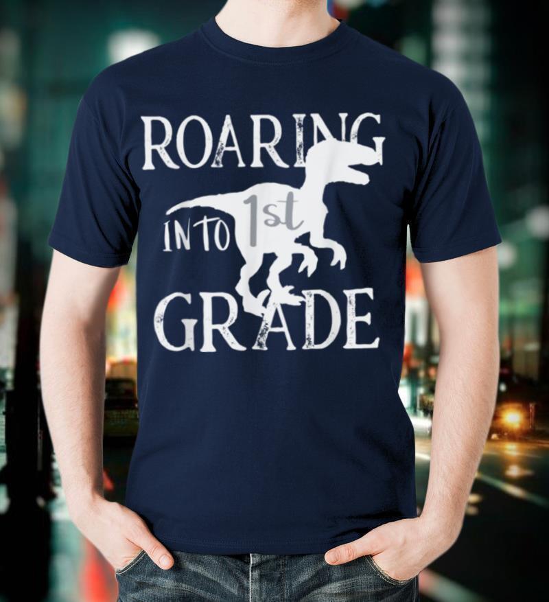 Roaring into 1st First Grade Dino Shirt for Kids Boys Girls