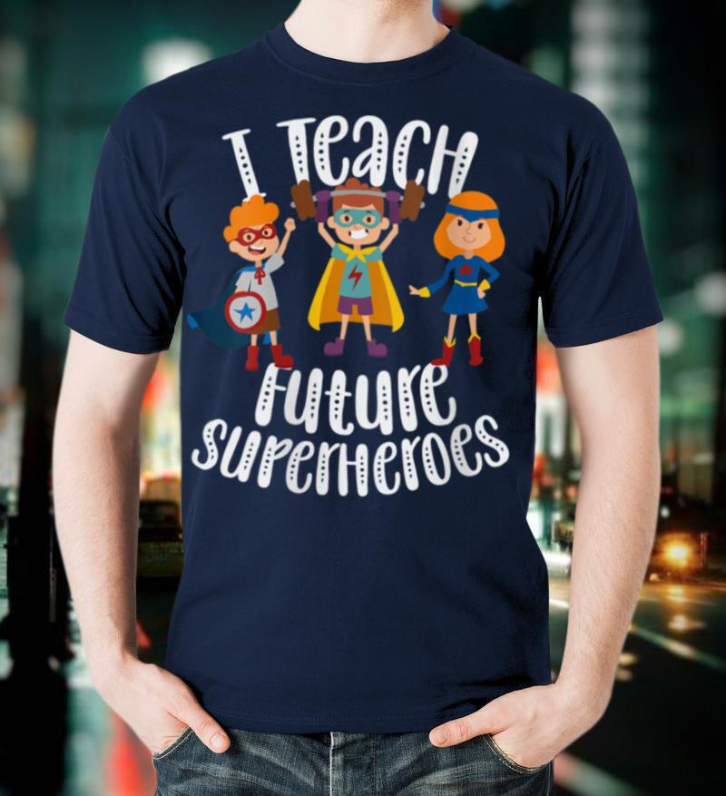 Womens I Teach Superheroes Funny Cute Back To School Teacher Gift V Neck T-Shirt