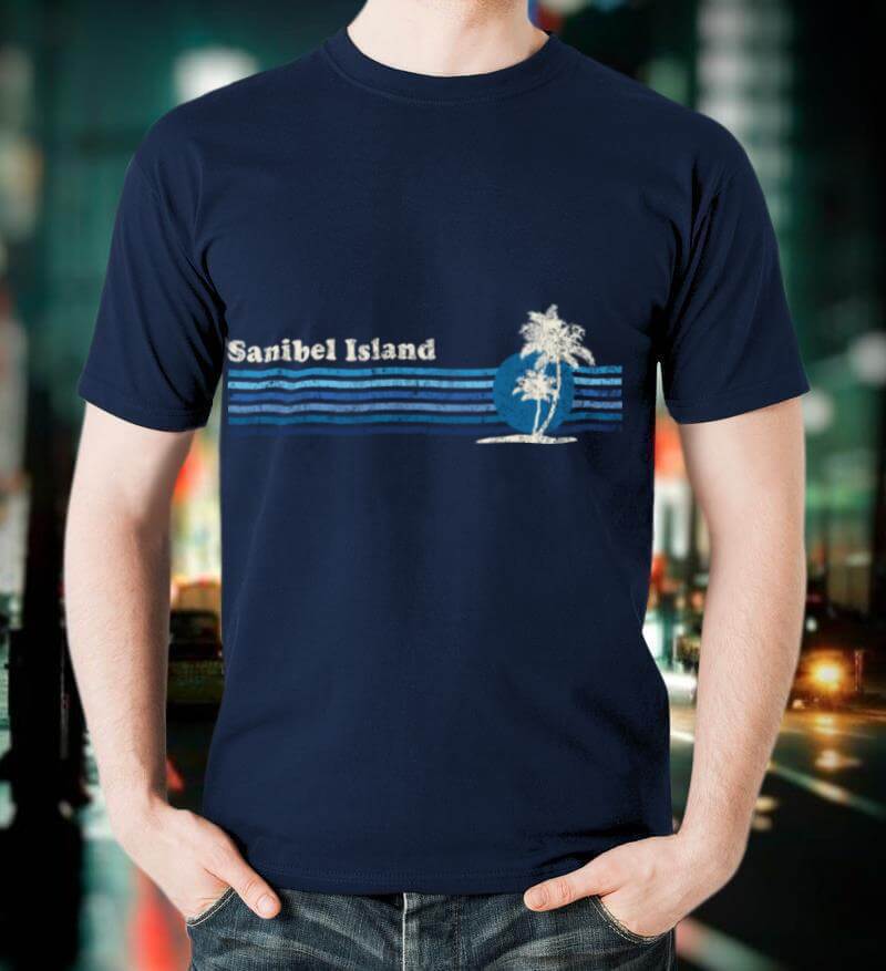 Sanibel Island FL T Shirt Vintage 80s Palm Trees Sunset Tee