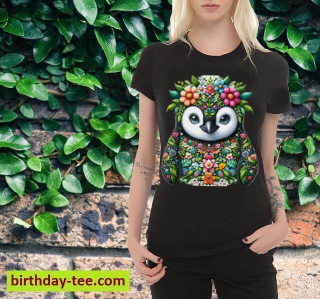 Cute Floral Aesthetic Penguin Lover Penguin T-Shirt