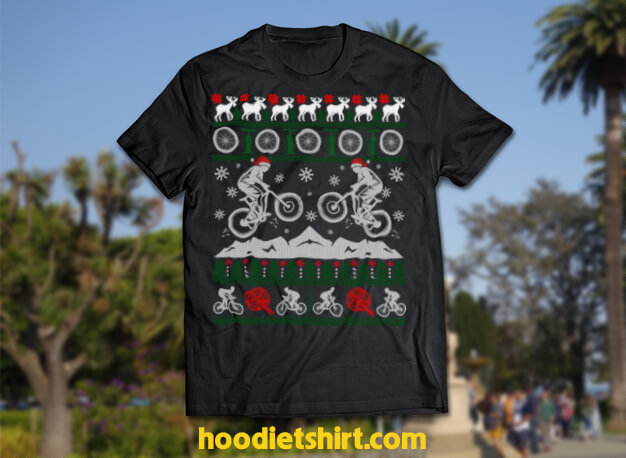 Mountain Biking Funny Christmas Ugly Christmas Sweater Long Sleeve T-Shirt