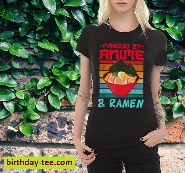 Powered By Anime & Ramen Love Anime Noodles Mens Women Kids T-Shirt