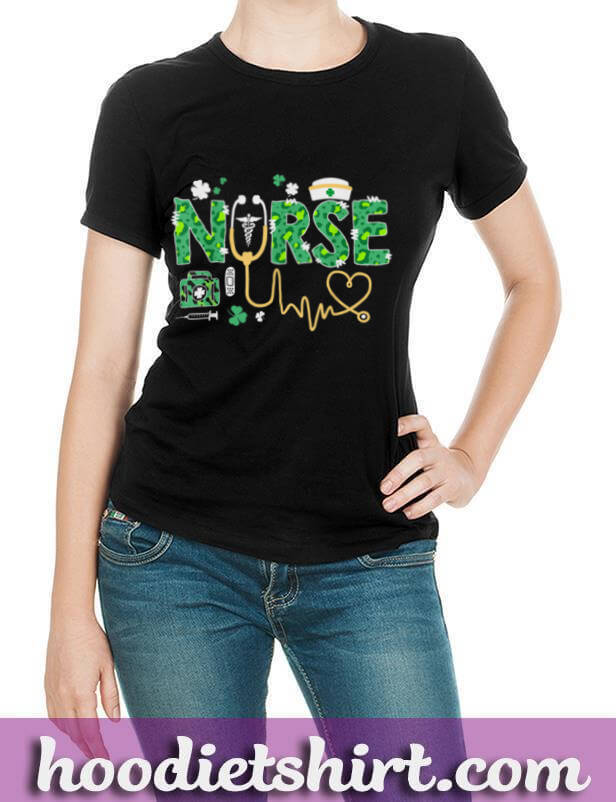 Leopard Nurse Stethoscope Scrub St Patricks Day Irish Nurses T Shirt