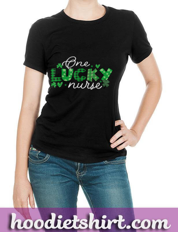 One Lucky Nurse Buffalo Plaid St Patricks Nurse Green T Shirt