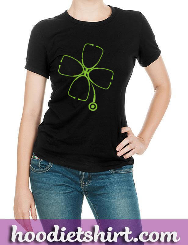 Stethoscope St Patricks Day Cool Shamrock Irish Nurse Gifts T Shirt