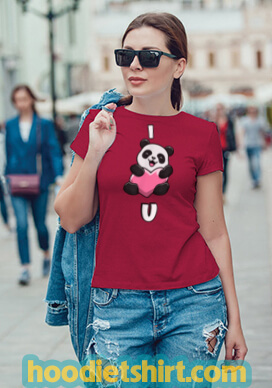 Valentines special I LOVE YOU cute panda design T Shirt